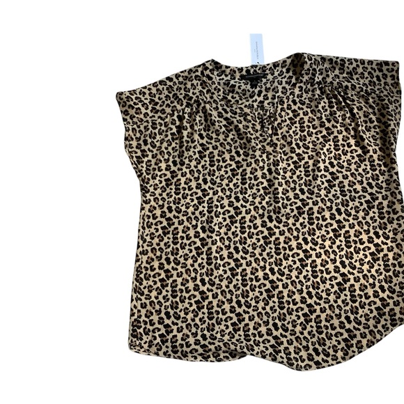 Banana Republic Black and Tan Cap Sleeve Blouse Relaxed Fit - Picture 1 of 7